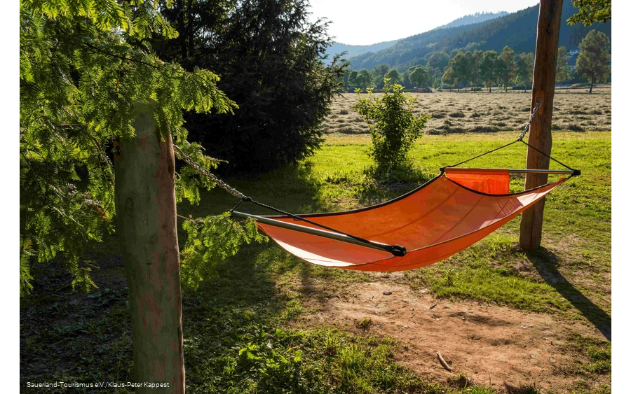 A hammock in the TalVITAL spa park in Sahlhausen