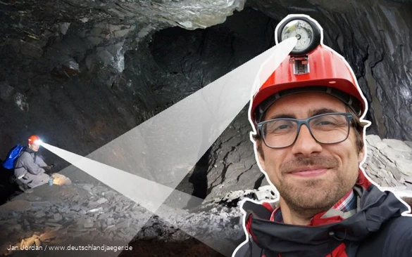 Travel blogger Jan Jordan in the Nuttlar slate mine.