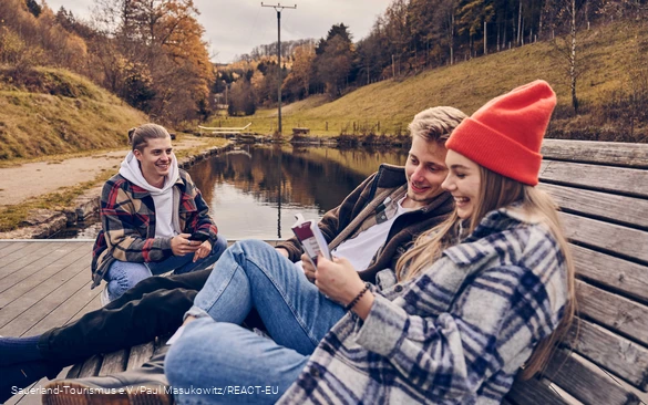 Group of friends out by the lake.