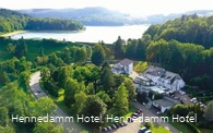 Hennedamm Hotel Luftbild mit Parkplatz