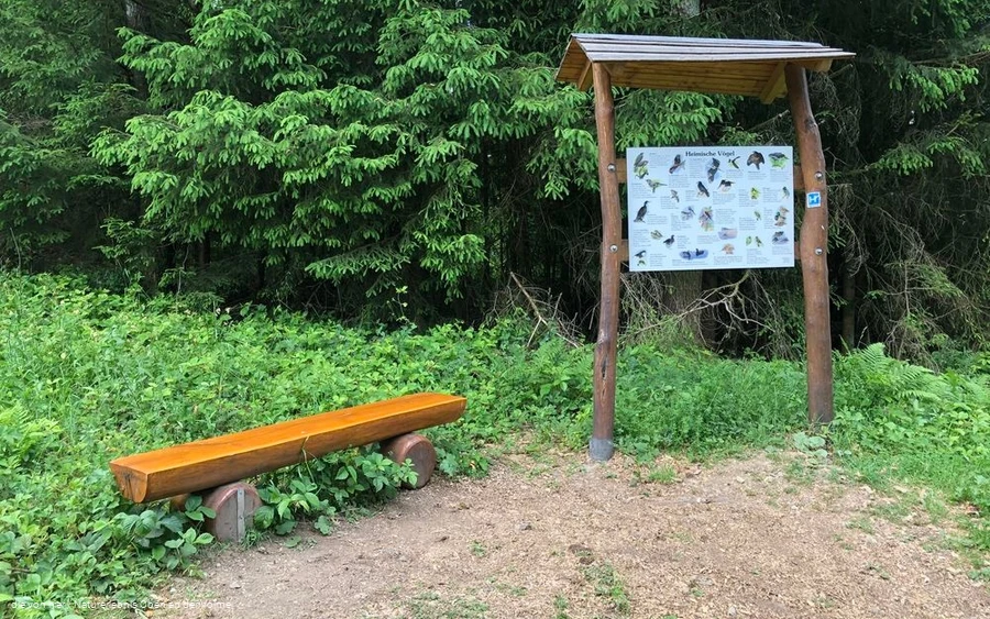 Infotafel über heimische Vogelarten