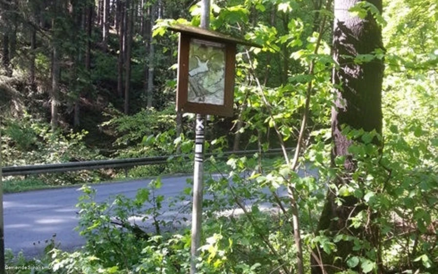 Wegweiser für Wanderer am Parkplatz Wegweiser für Wanderer am Parkplatz