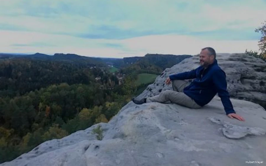 Hubert-Mayer-from-travelerblog Hubert Mayer enjoys the landscape on one of his trips.