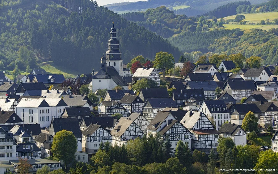 Town center of Hallenberg with half-timbered houses