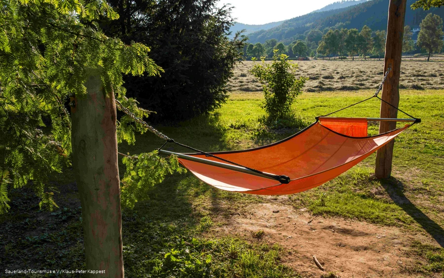 A hammock in the TalVITAL spa park in Sahlhausen