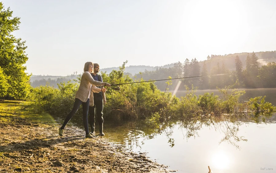 Couple fishing together on the Sorpesee.