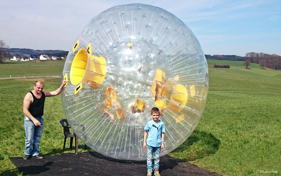 A boy shortly before his Zorbingball experience.