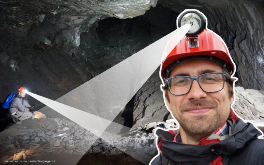 Germanyjaeger slate mine Travel blogger Jan Jordan in the Nuttlar slate mine.