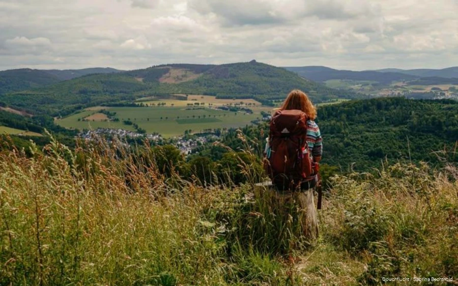 Couch Escape-Sabrina-Bechthold.jpg Blogger Sabrina Bechthold enjoys the panorama from the Brilon Kammweg.