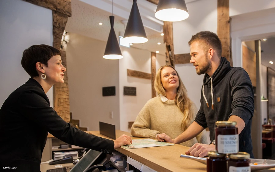 Hessenhof reception Check in at the Hotel Hessenhof.