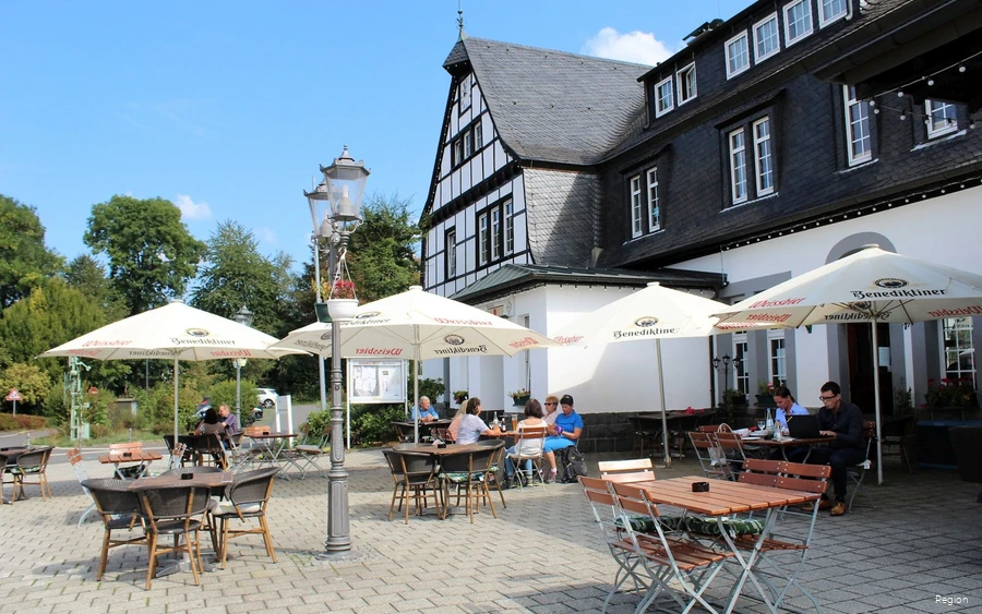 Halver cultural station Gastronomy in front of the Kulturbahnhof in Halver.