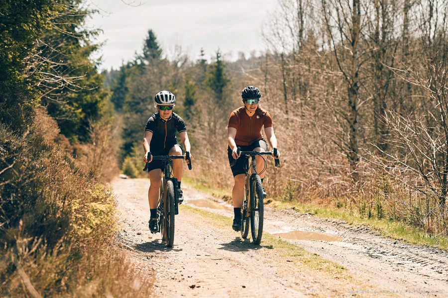 Two women on their gravel bikes