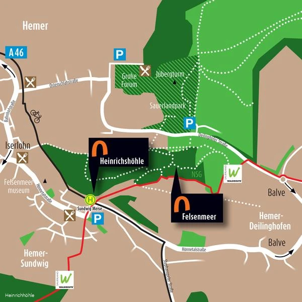 Karte Heinrichhöhle Karte mit der Heinrichhöhle