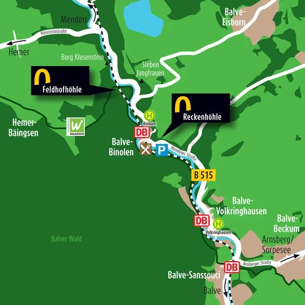 Kaart Reckenhöhle Kaart met Reckenhöhle