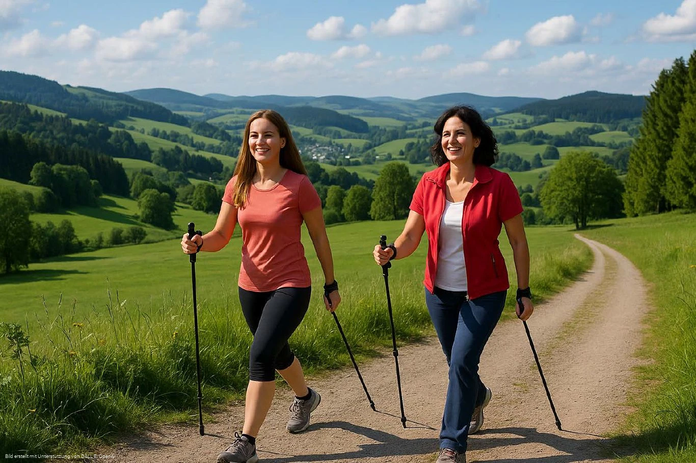 2 Frauen beim Nordic Walking 2 Frauen beim Nordic Walking